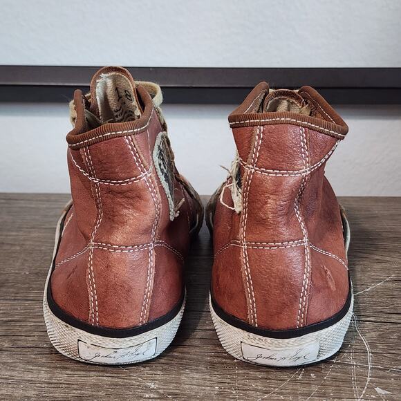 Frye Greene Tall Lace Men's Distressed Leather Shoes Sneakers Size 7.5 Brown - Picture 4 of 9